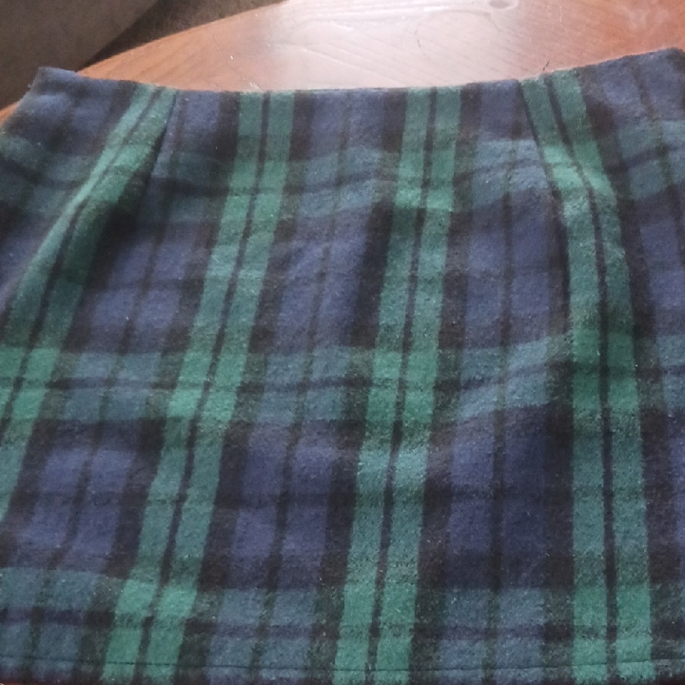 SHEIN Green and Blue Plaid Mini Skirt